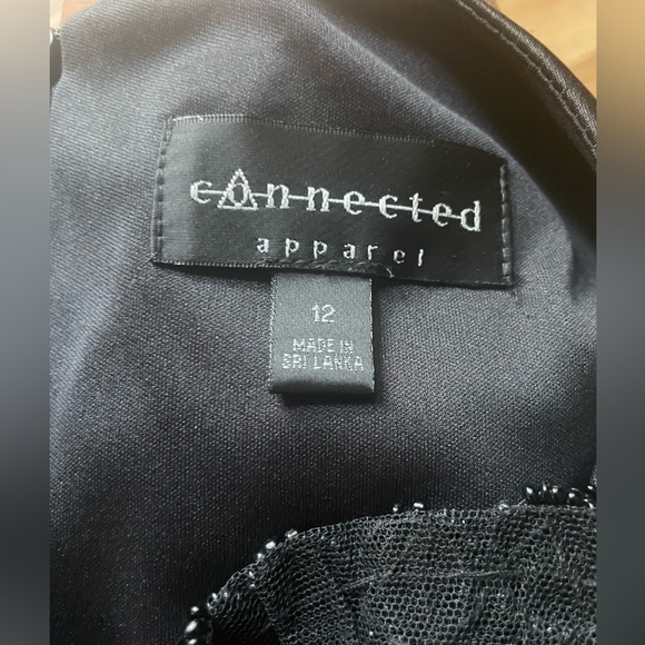 Connected apparel  Black Sheath Dress size 12  Tiered Jeweled Neckline Sheath - Picture 6 of 11